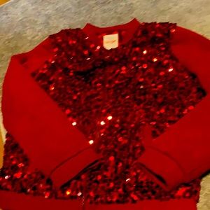 Cat and Jack Girls Red Sequined Skirt and Jacket